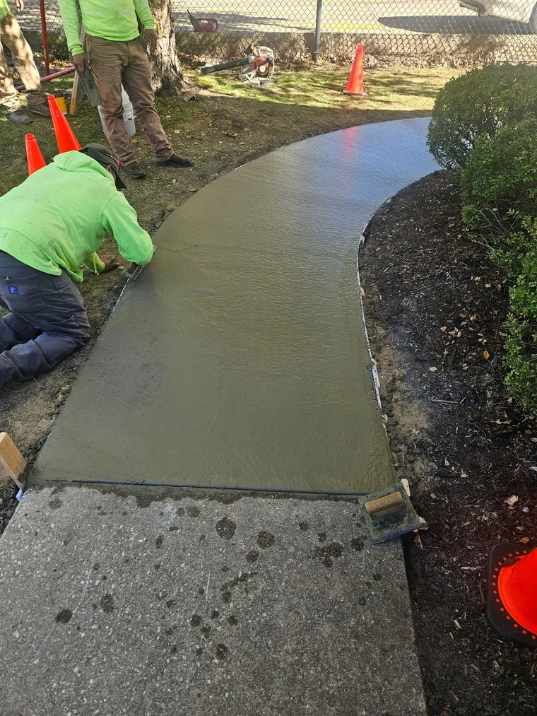 Freshly finished concrete surface