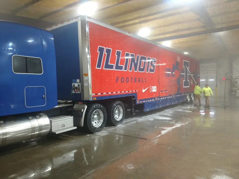 Clean semi-truck after a professional wash